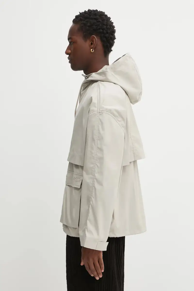 giacca Hooded Zipped Windbreaker colore beige OM02113WW9056 miniatura 2