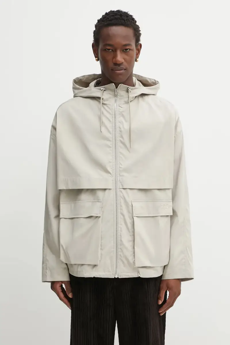 giacca Hooded Zipped Windbreaker colore beige OM02113WW9056