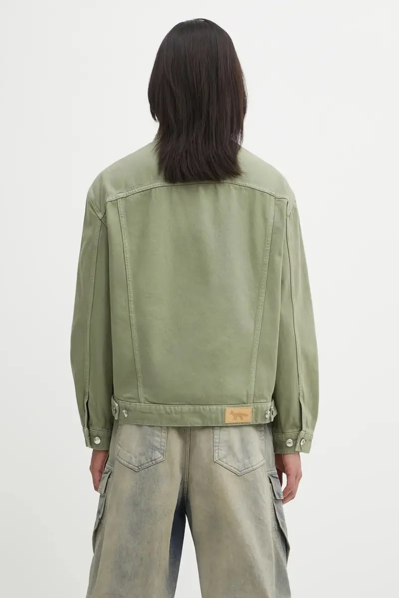 giacca in cotone Trucker colore verde OM02103WD4012 miniatura 3