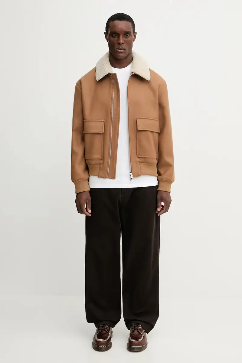 giacca in lana Shearling Collar colore marrone PM02140WM2030 miniatura 5