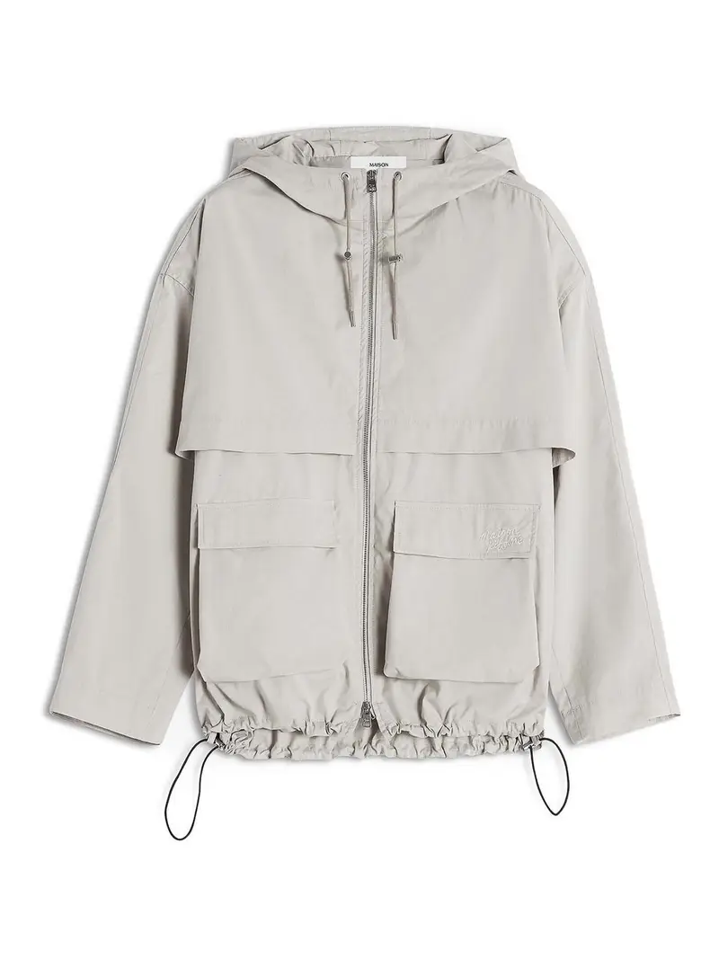 Maestri a vento con cappuccio con cappuccio Grigio