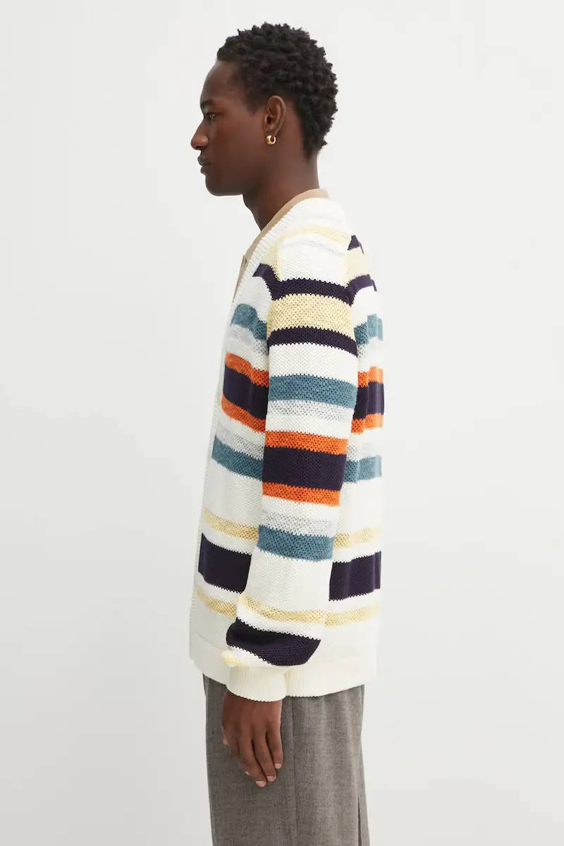 maglione Comfort Striped uomo colore beige OM00506KT1129 miniatura 2