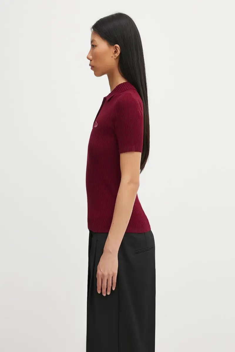 maglione con lana Baby Fox Fine Rib Wool colore granata PW00206KT1155 miniatura 2