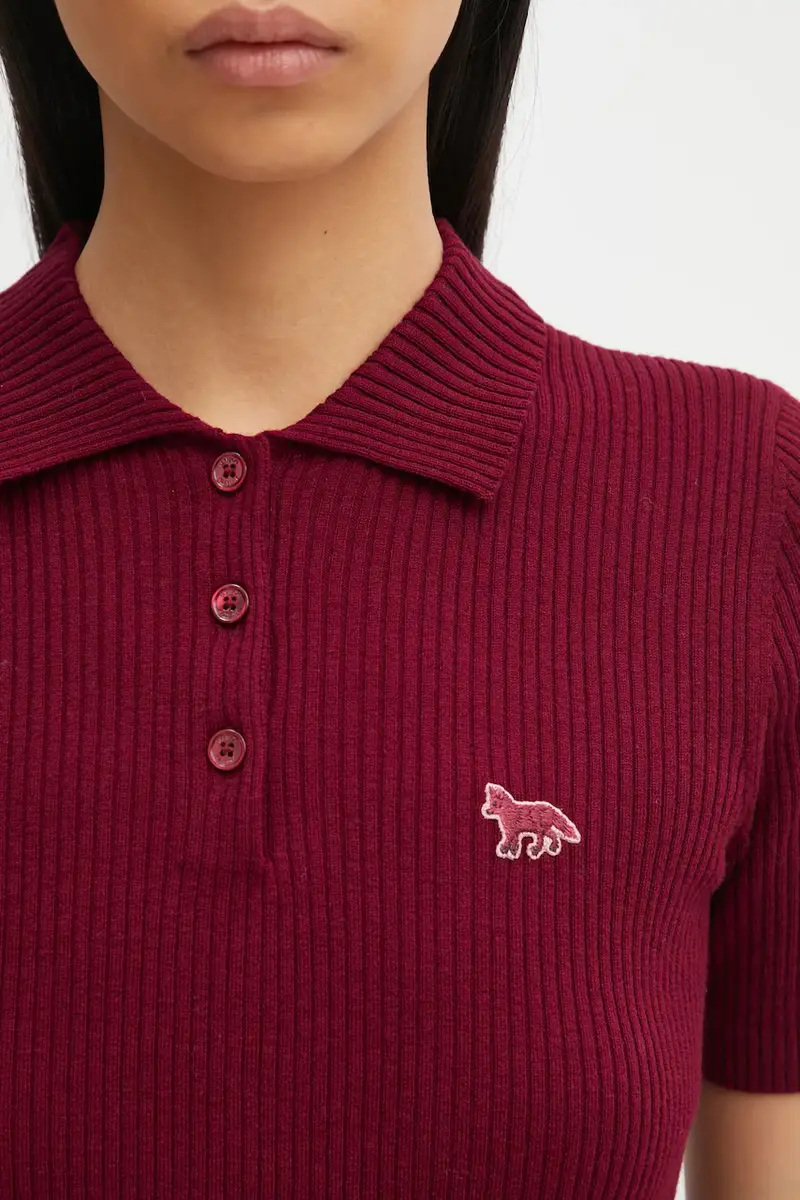 maglione con lana Baby Fox Fine Rib Wool colore granata PW00206KT1155 miniatura 4