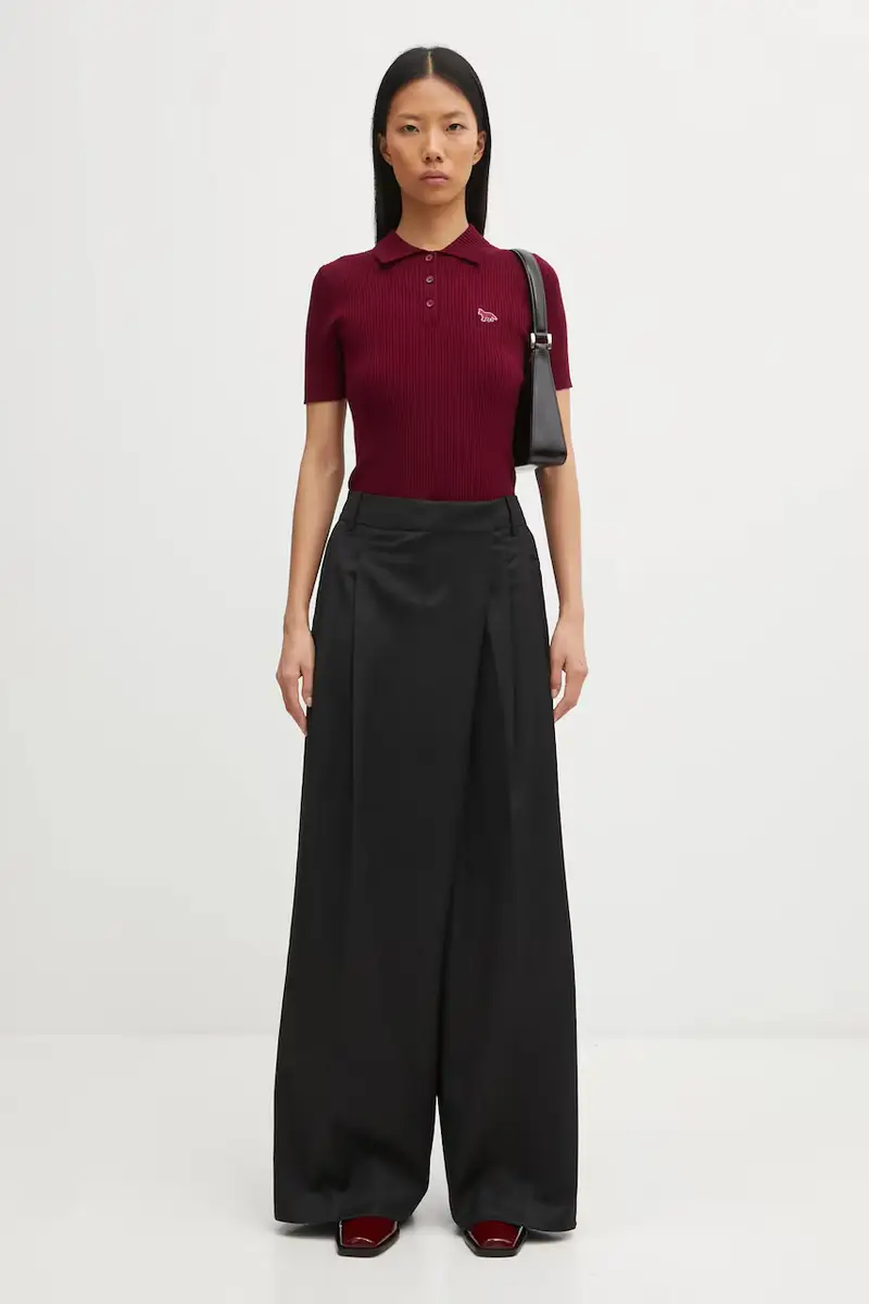 maglione con lana Baby Fox Fine Rib Wool colore granata PW00206KT1155 miniatura 5