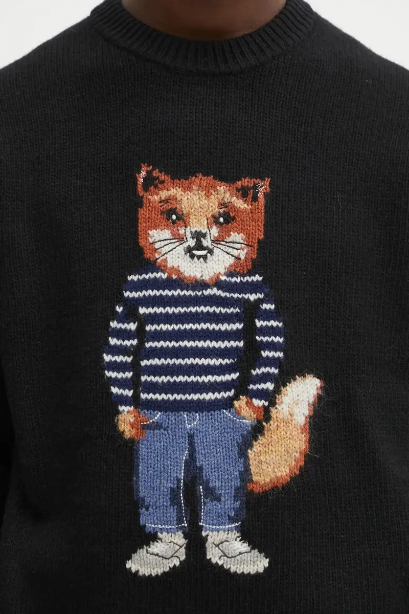 maglione con lana Dressed Fox Intarsia Wool colore nero PM00806KH0002 miniatura 4