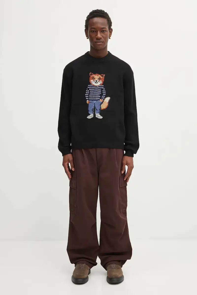 maglione con lana Dressed Fox Intarsia Wool colore nero PM00806KH0002 miniatura 5