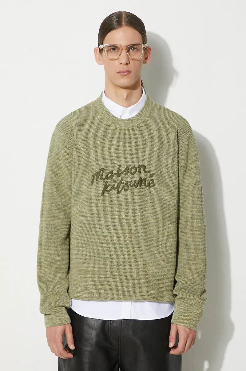 maglione in cotone Handwriting Comfort Jumper colore verde MM00807KT1108