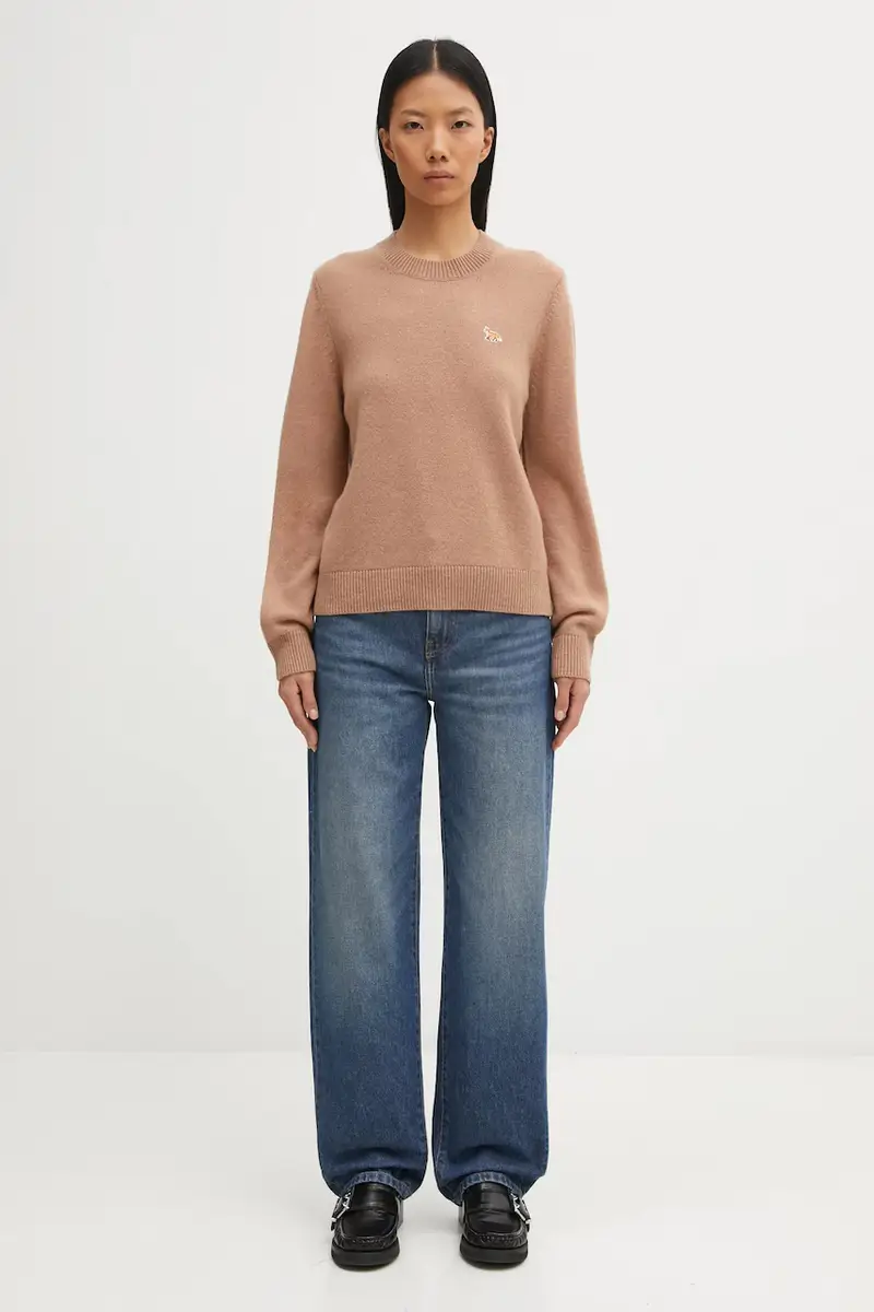 maglione in lana Baby Fox Lambswool Regular donna colore marrone PW00817KT1006 miniatura 5