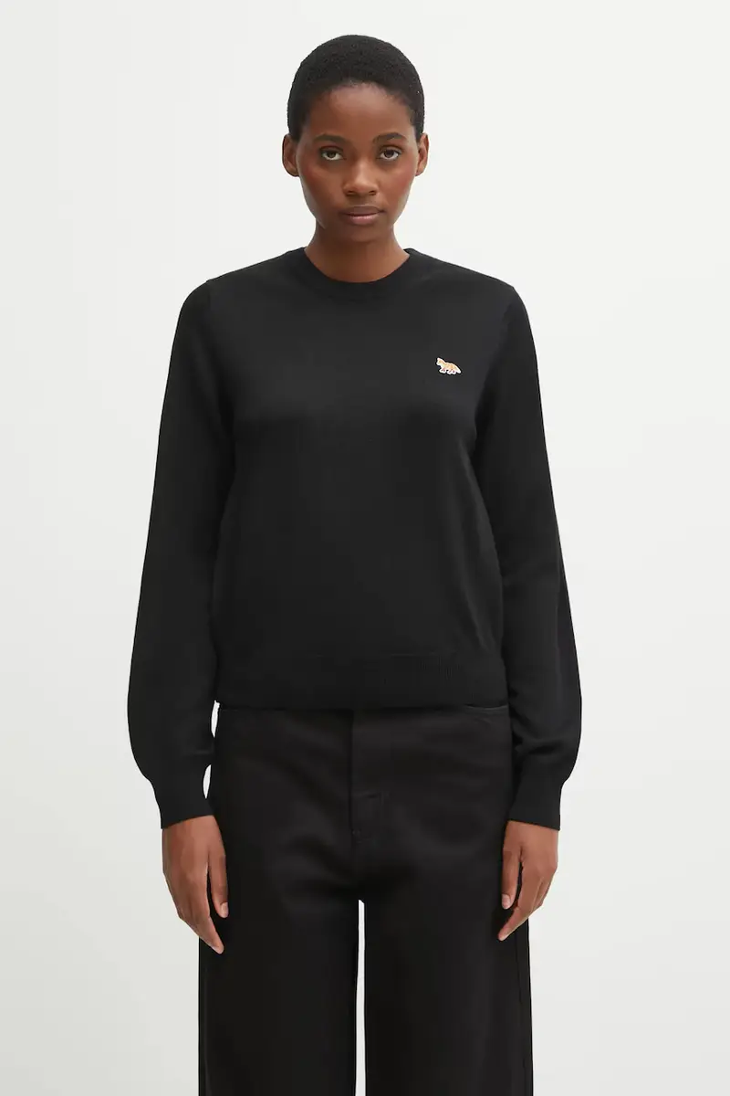 maglione in lana Baby Fox Merino Regular donna colore nero PW00801KT1181