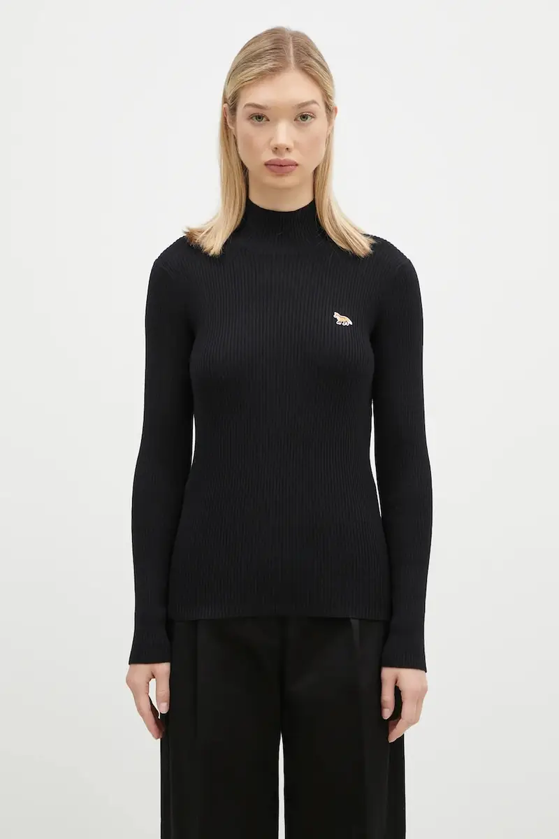 maglione in lana Baby Fox Patch donna colore nero NW00807KT1091