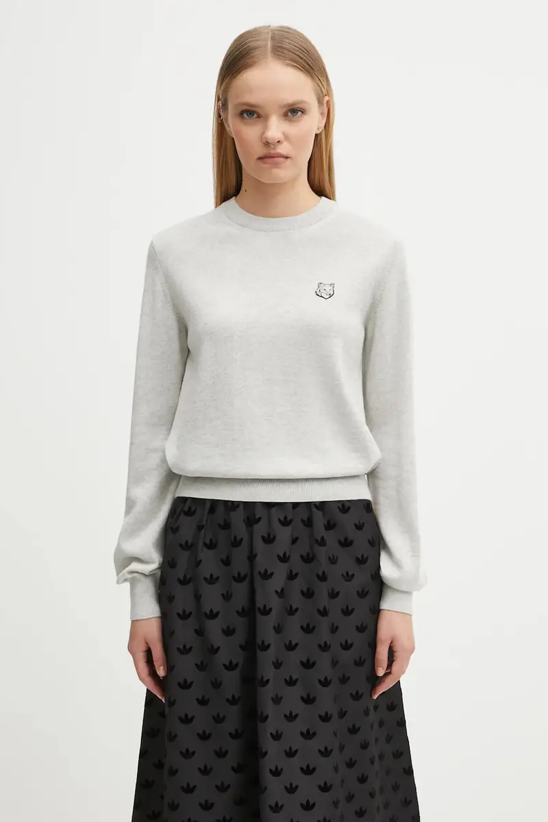 maglione in lana Bold Fox Head Patch donna colore beige MW00801KT1036 Grigio