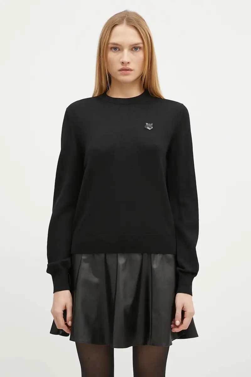 maglione in lana Bold Fox Head Patch donna colore nero MW00801KT1036