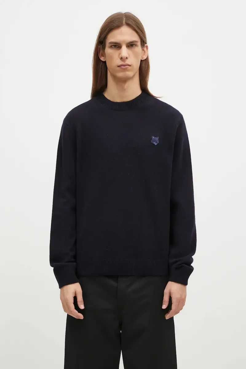 maglione in lana Bold Fox Head Patch uomo colore blu navy NM00805KT1006