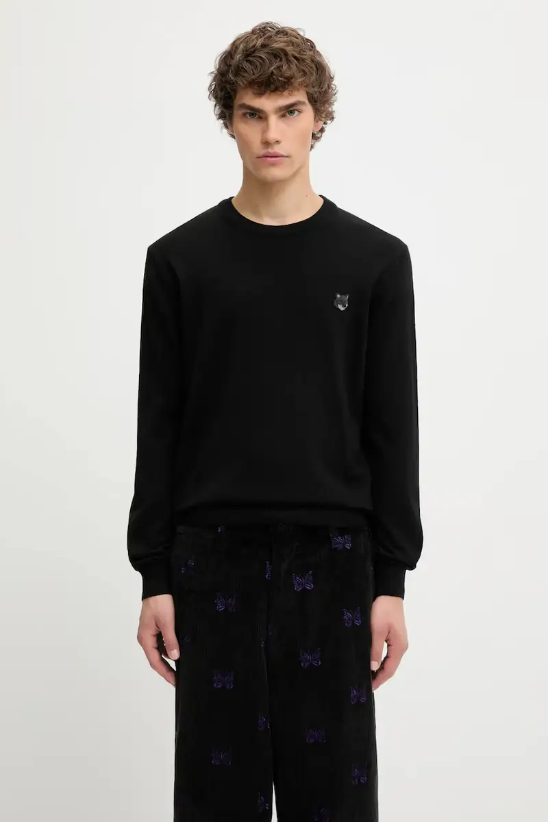 maglione in lana Bold Fox Head Patch uomo colore grigio MM00815KT1036 Nero