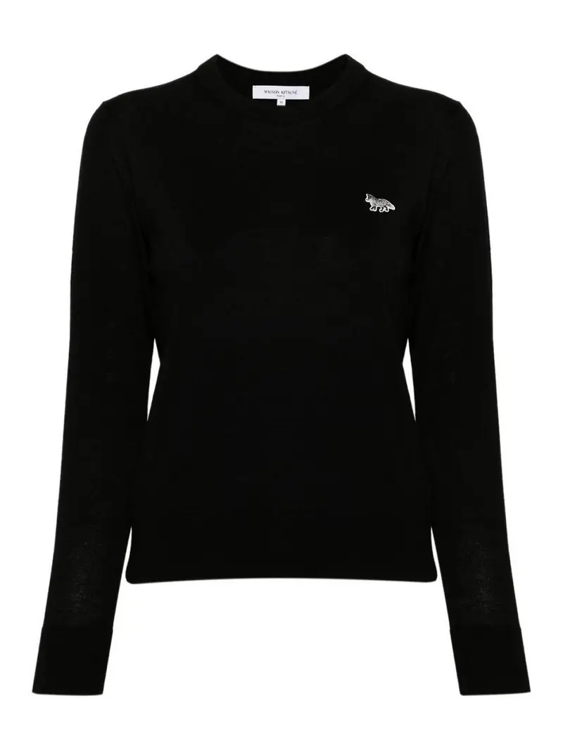 Maglione in lana di baby volpe Nero