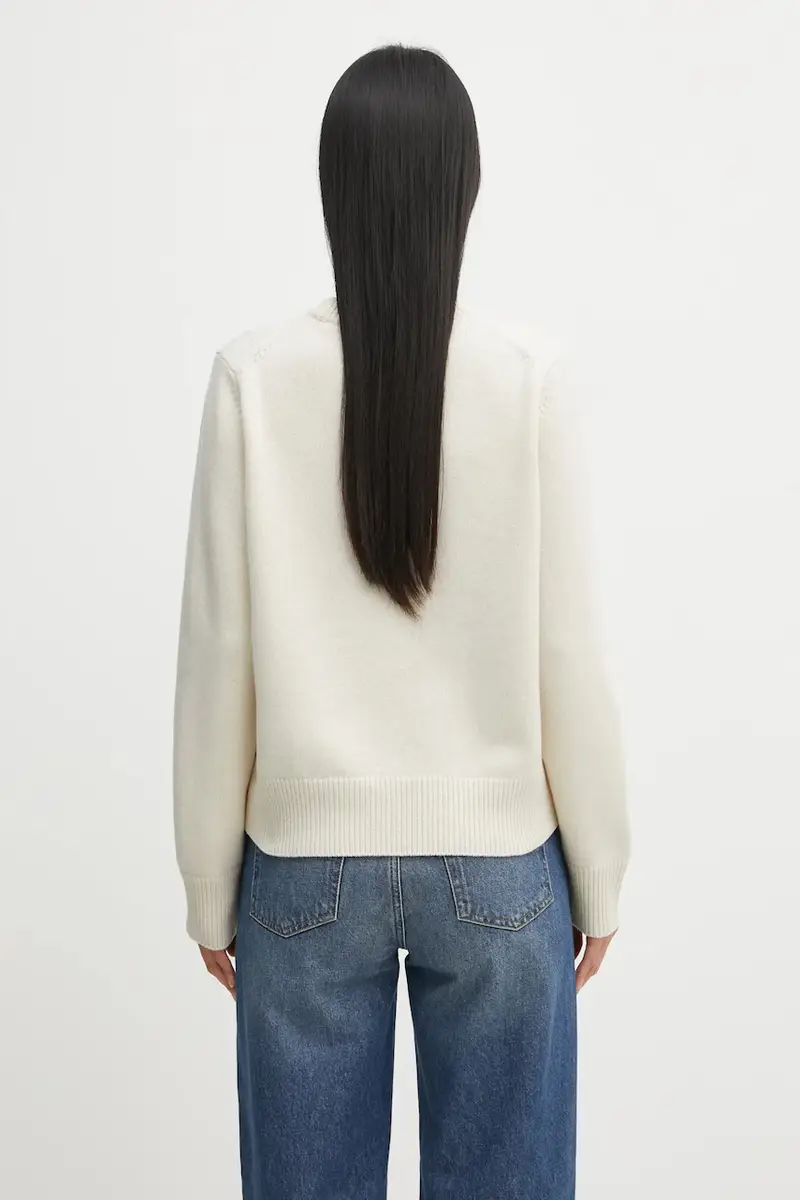 maglione in lana Fox Head Intarsia Merino donna colore beige NW00808KM0329 miniatura 3