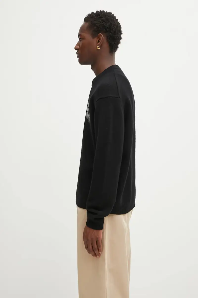 maglione in lana Fox Head Intarsia Merino uomo colore nero PM00816KM0329 miniatura 2