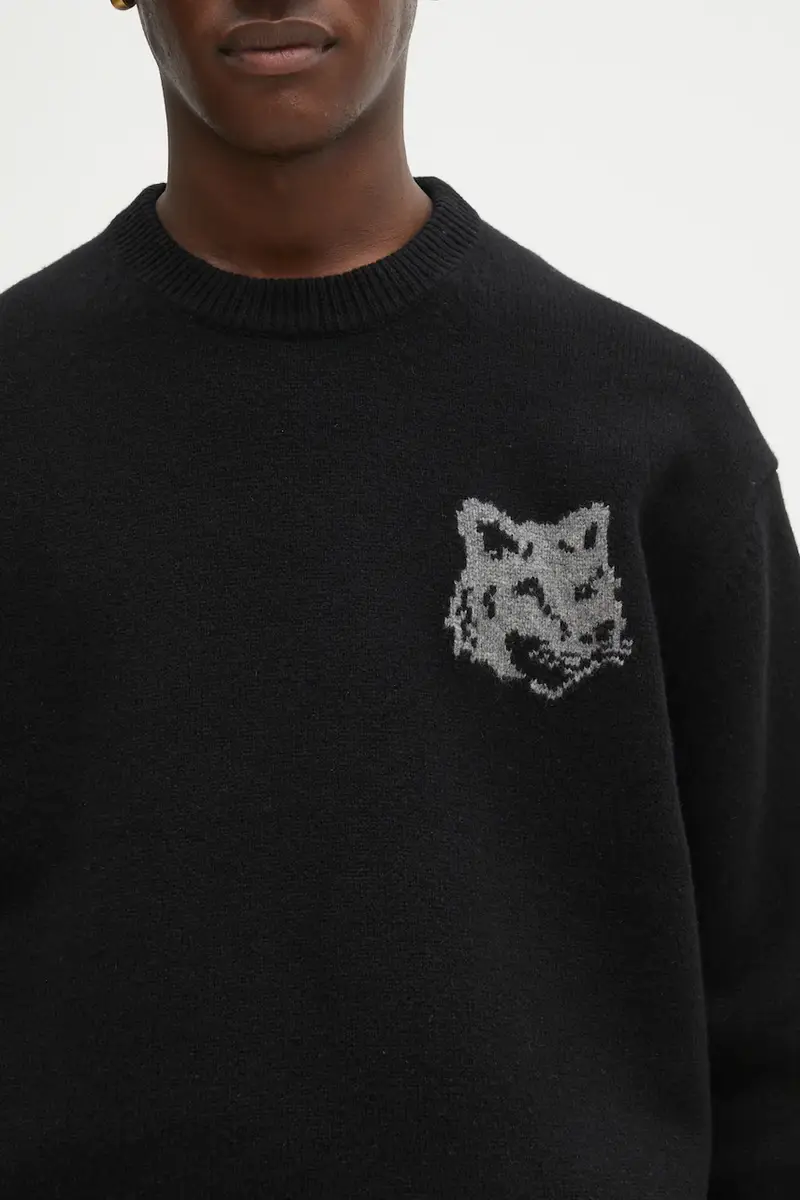 maglione in lana Fox Head Intarsia Merino uomo colore nero PM00816KM0329 miniatura 4