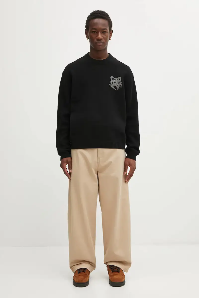 maglione in lana Fox Head Intarsia Merino uomo colore nero PM00816KM0329 miniatura 5