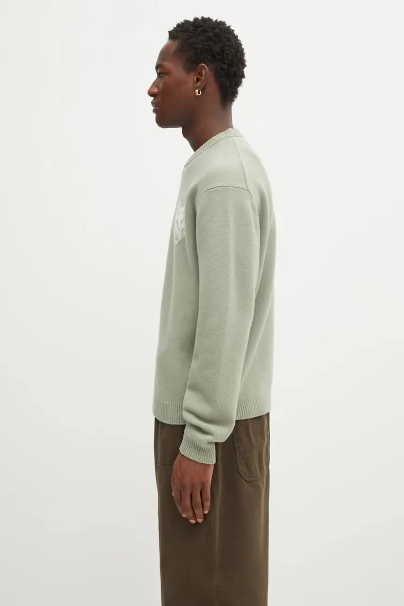 maglione in lana Fox Head Intarsia Merino uomo colore verde PM00816KM0329 miniatura 2