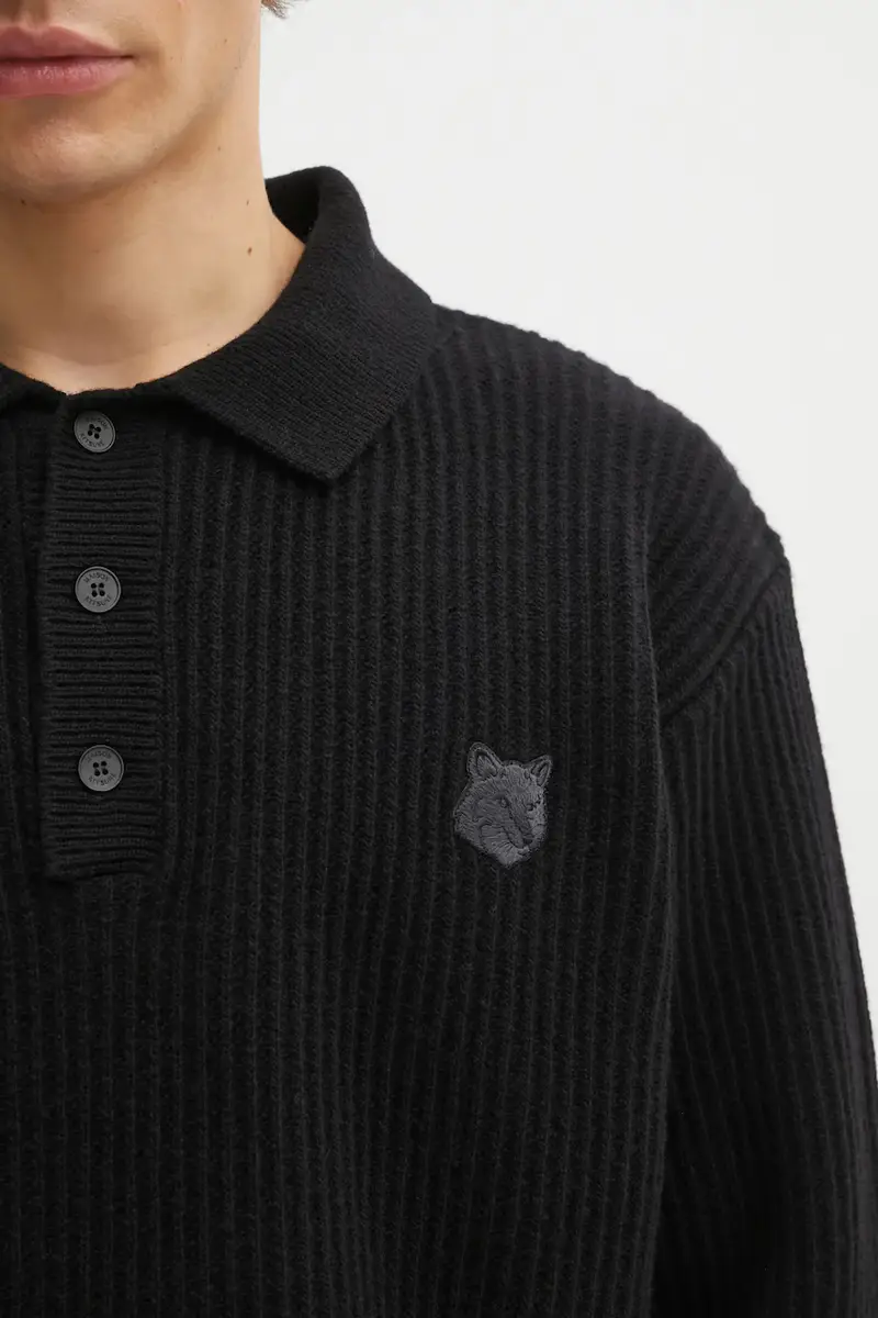 Maison Kitsune Polo Uomo Nero 3103134 miniatura 4