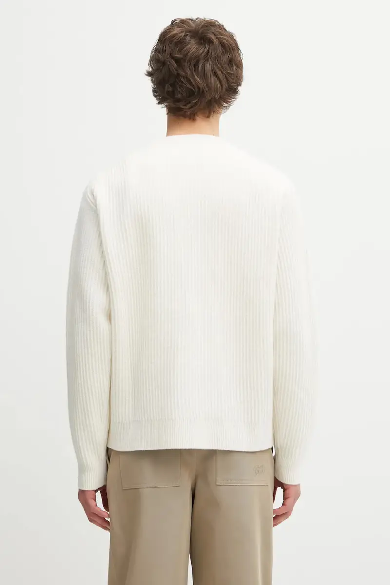 maglione in lana Fox Head Wool Ribbed uomo colore beige PM00811KT1149 miniatura 3