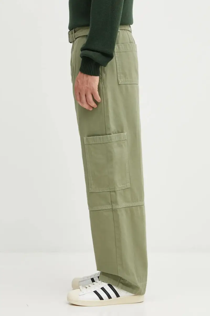 pantaloni in cotone Belted Utility uomo colore verde OM01104WD4012 miniatura 2