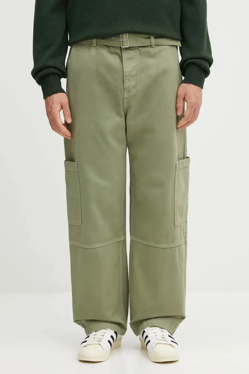 pantaloni in cotone Belted Utility uomo colore verde OM01104WD4012