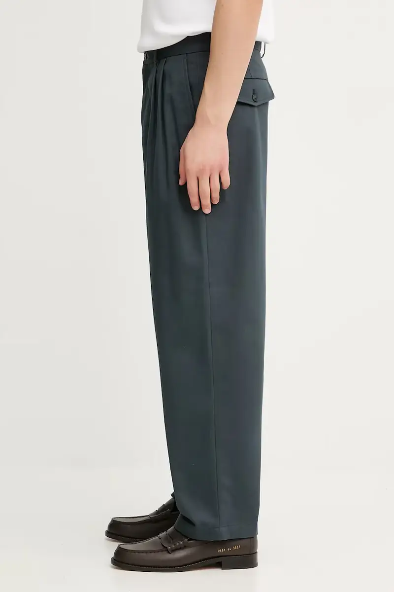 pantaloni in cotone Relaxed Pleated uomo colore grigio PM01125WW9043 miniatura 2