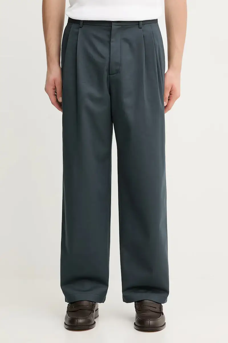 pantaloni in cotone Relaxed Pleated uomo colore grigio PM01125WW9043