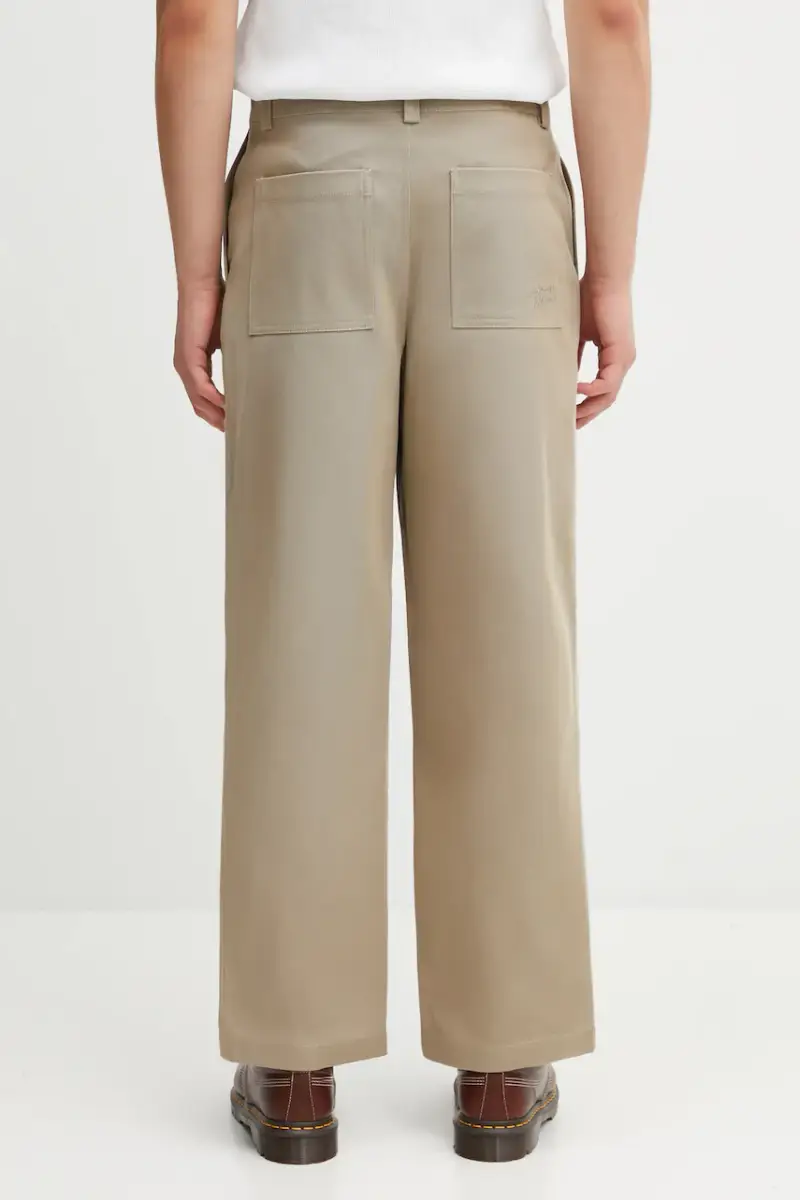 pantaloni in cotone Relaxed uomo colore beige PM01119WW9028 miniatura 3