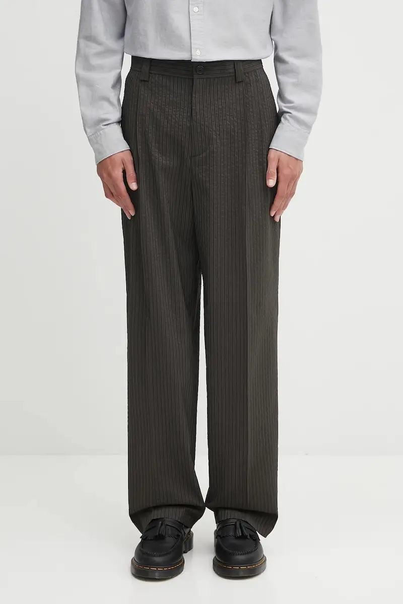 pantaloni Relaxed Pleated uomo colore verde OM01112WC5032