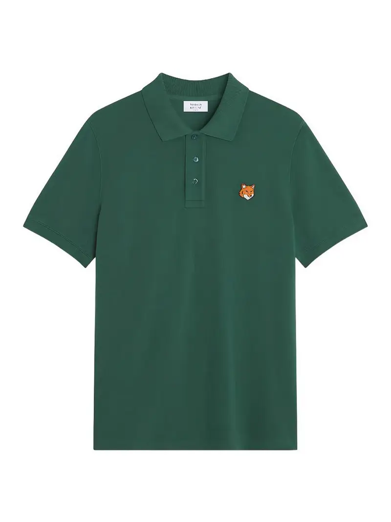 Polo in cotone con testa di volpe Verde