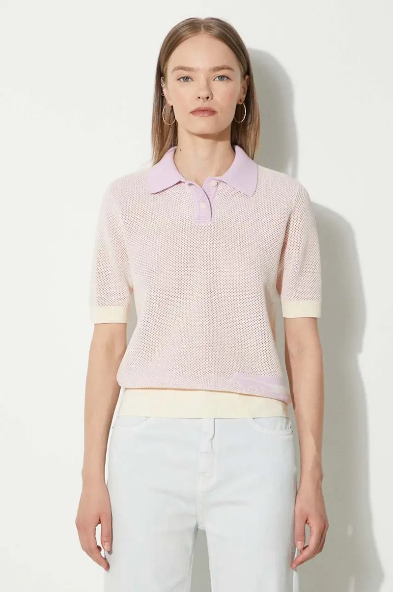 polo in cotone Flash Fox Knitted Mesh Polo colore violetto MW00204KT1100