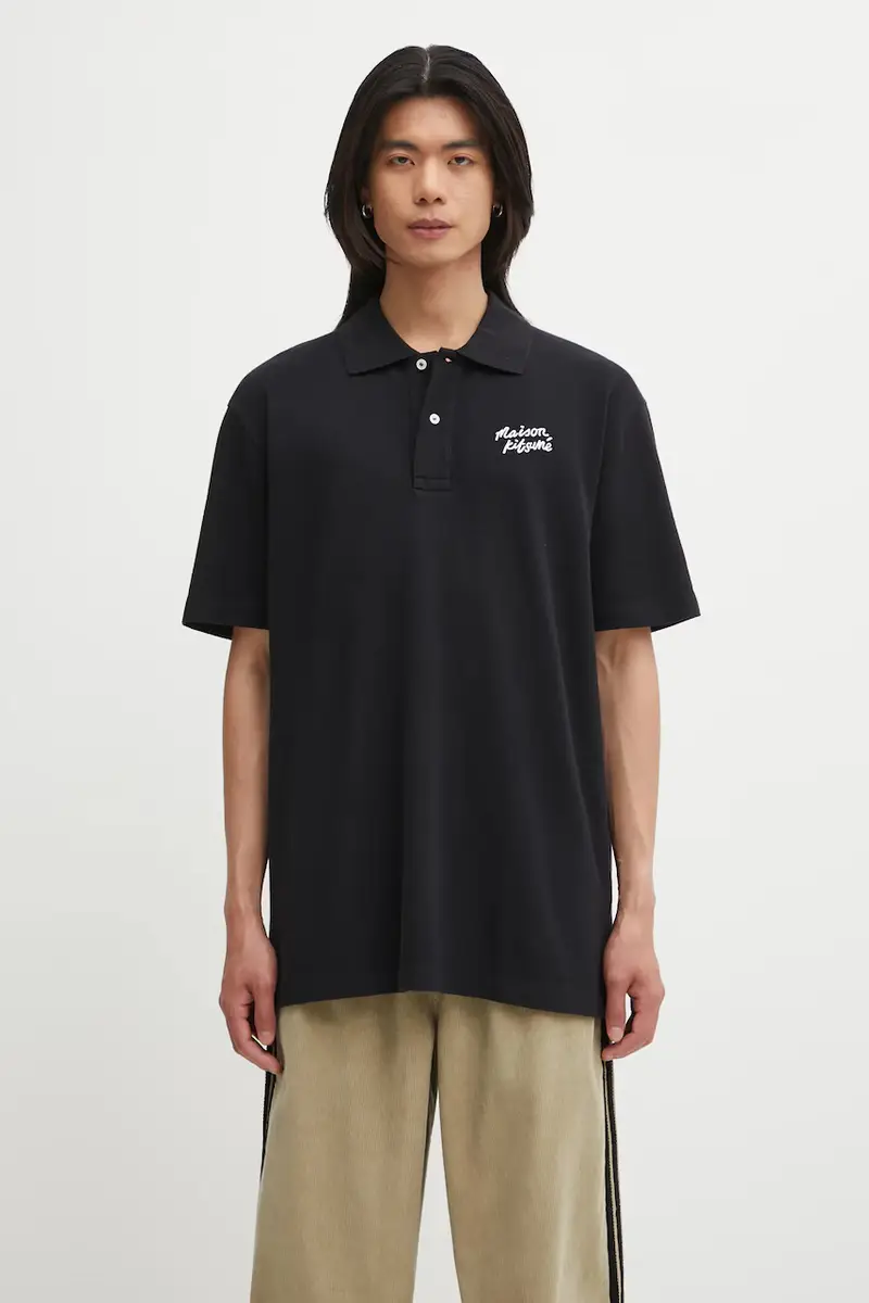 Maison Kitsune Polo Uomo Nero 2809728