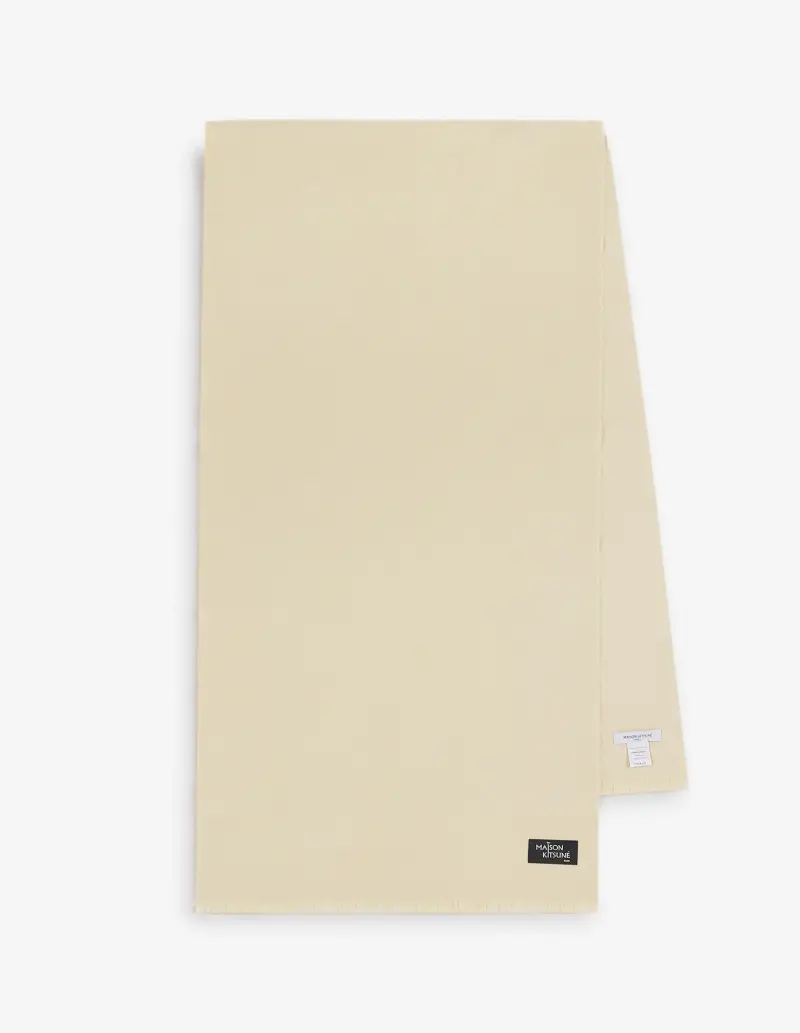 Sciarpa con frange di lana beige