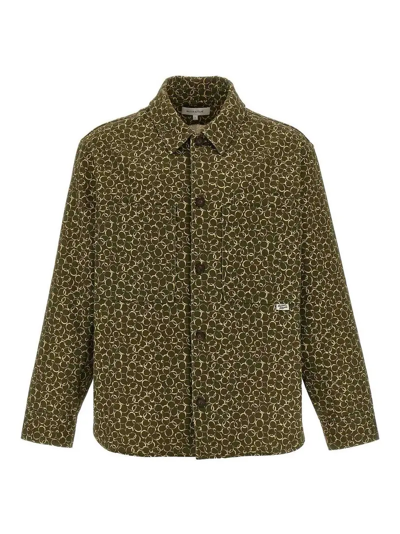 Sovracamicia con stampa floreale Verde