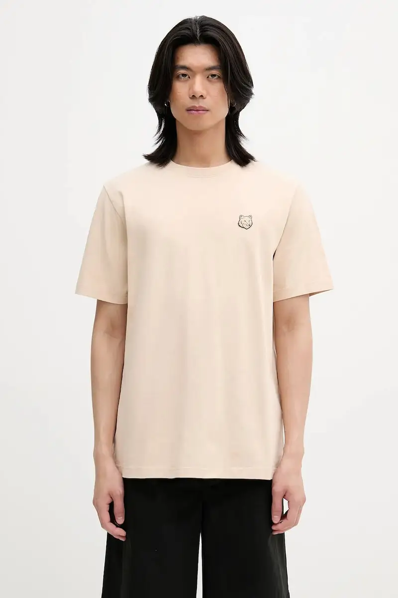 t-shirt in cotone Bold Fox Head Patch Comfort Tee Shirt colore verde con applicazione MM00127KJ0118 Beige