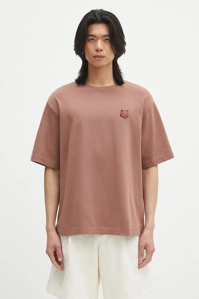 t-shirt in cotone Bold Fox Head Patch Oversize Tee Shirt colore beige LM00107KJ0119 Marrone