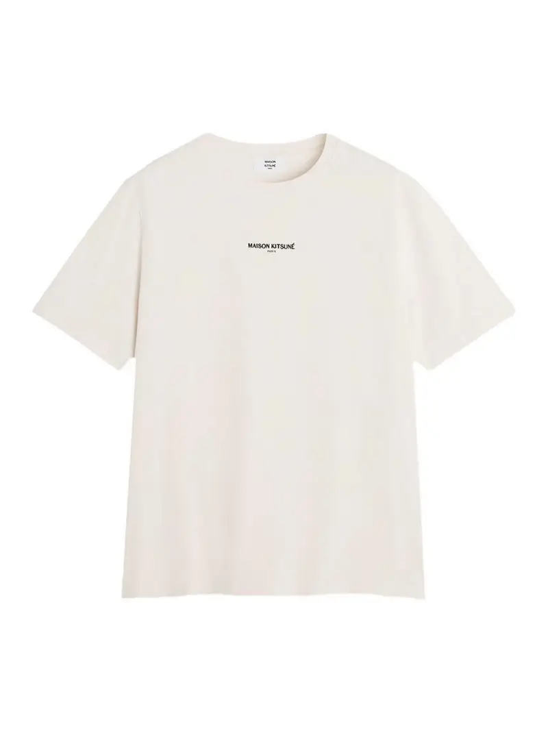 T-shirt in cotone con logo Beige