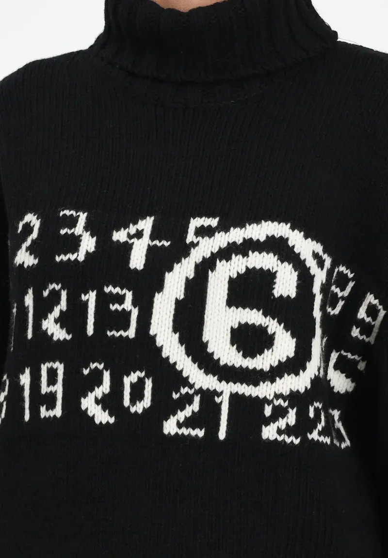 MAISON MARGIELA Abito corto nero per donna e ragazza con maxi logo miniatura 2