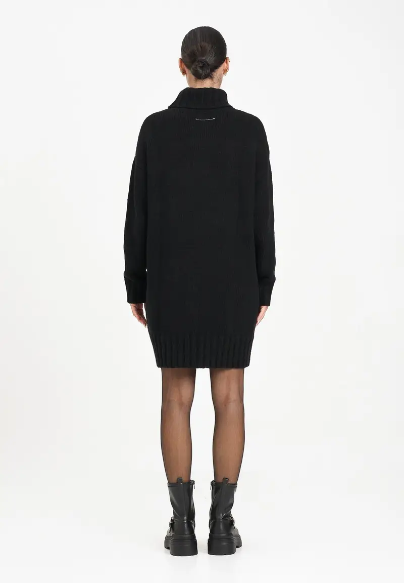 MAISON MARGIELA Abito corto nero per donna e ragazza con maxi logo miniatura 3