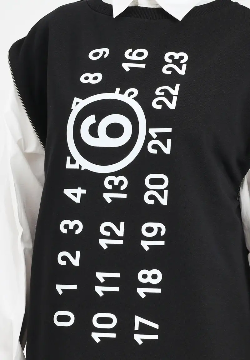 MAISON MARGIELA Abito corto nero per donna e ragazze con maxi logo miniatura 2