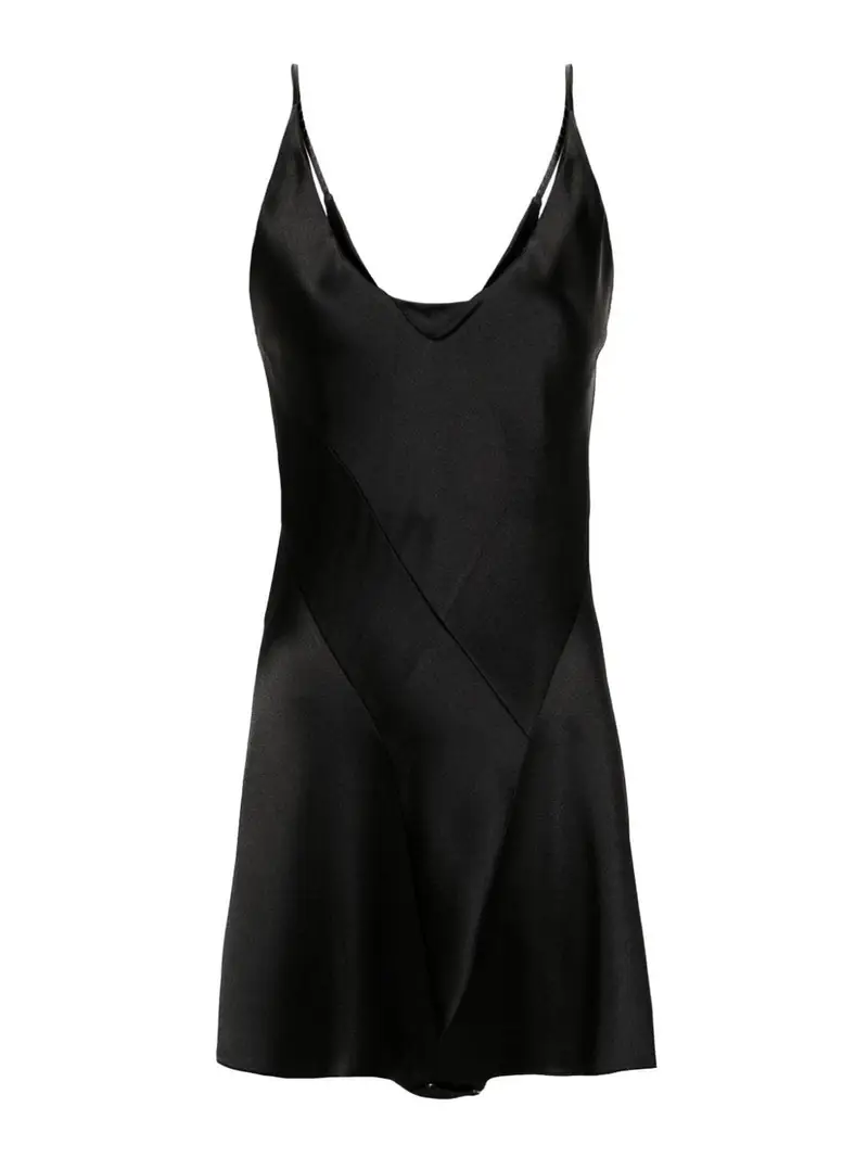 Abito in satin con logo a quattro punti Nero