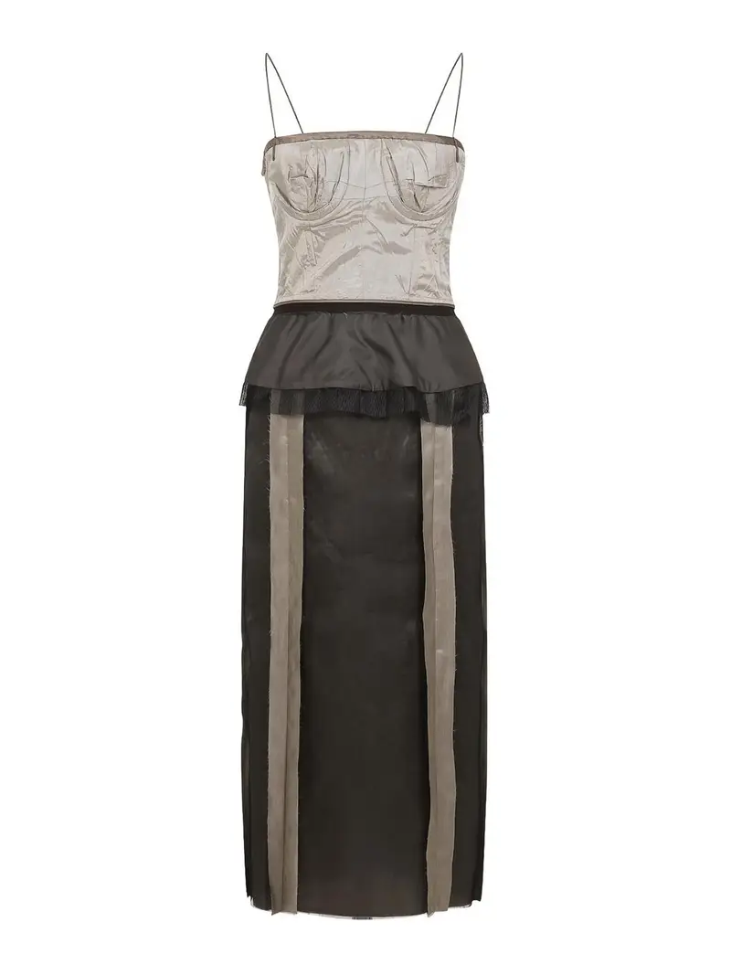 Abito midi di seta Argento