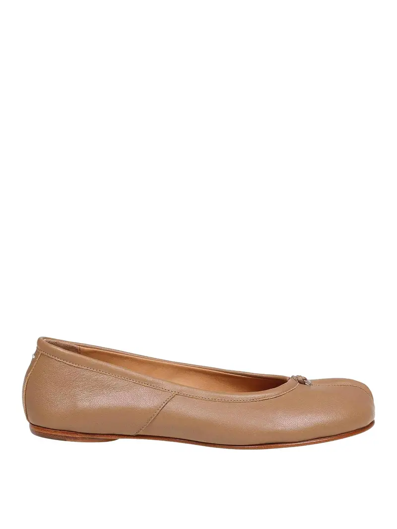 Ballerina Tabi In Pelle Colore Camel Marrone