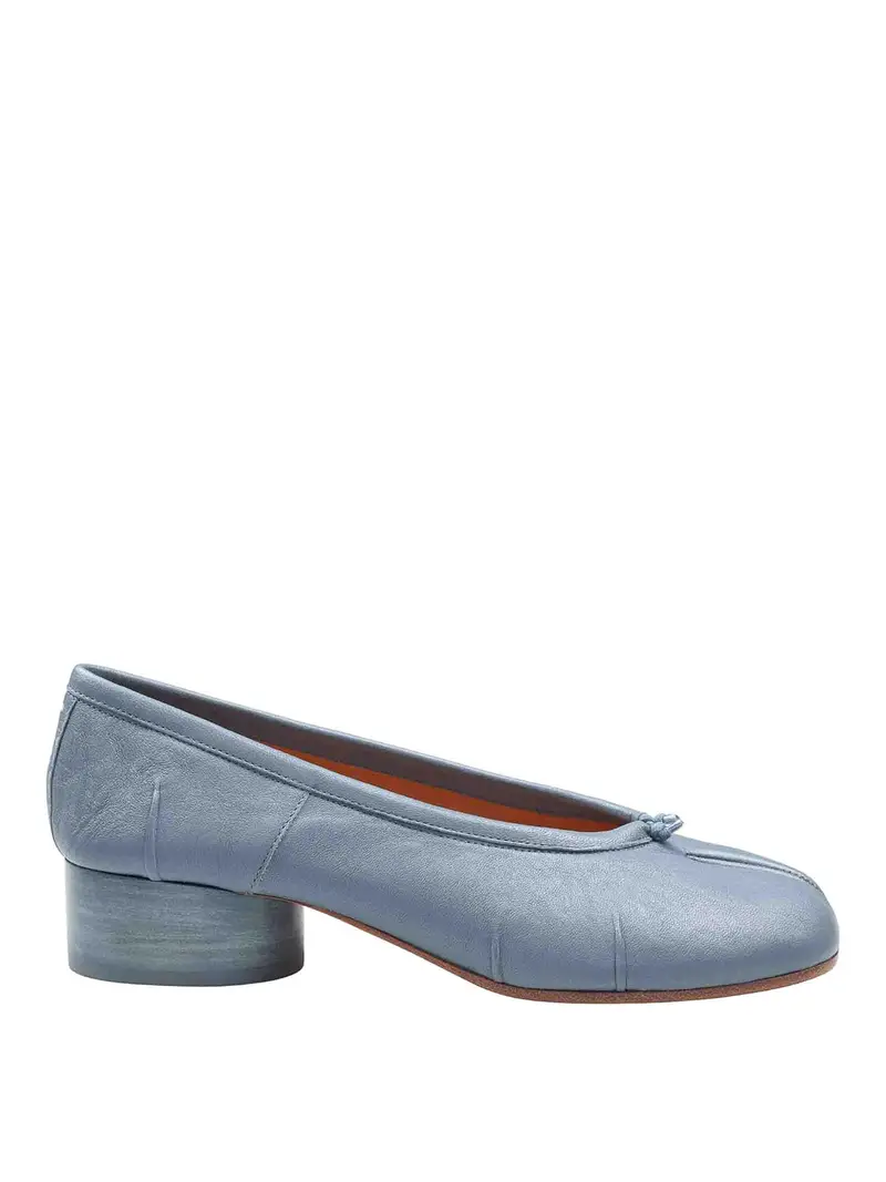 Ballerina Tabi In Pelle Colore Celeste Blu