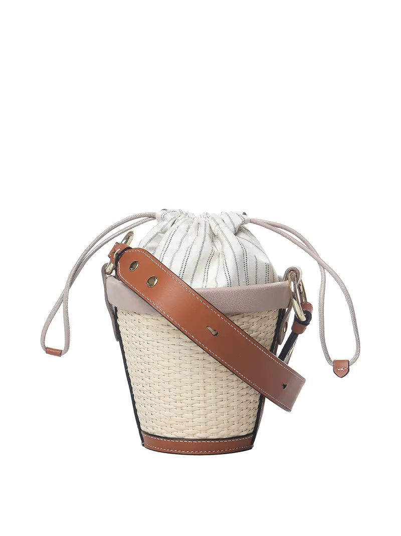 Borsa a secchiello in paglia Beige