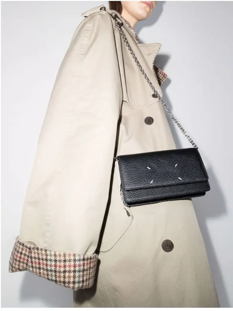 Borsa wallet Maison Margiela in pelle a grana goffrata NERO miniatura 2